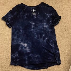 American Eagle Navy Blue & White Blouse